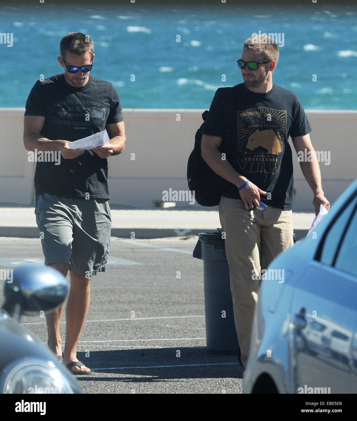 Vin Diesel Dreharbeiten letzte Szenen für "Fast and Furious 7" in Malib Ca. mit co-Sterne Tyrese Gibson, herumalbern mit dem Schauspieler am Set gesehen wurde. Ludacris, Michelle Rodriguez und Jordana Brewster guter Freund wurde auch die Teilnahme für die Szene. Paul Stockfoto