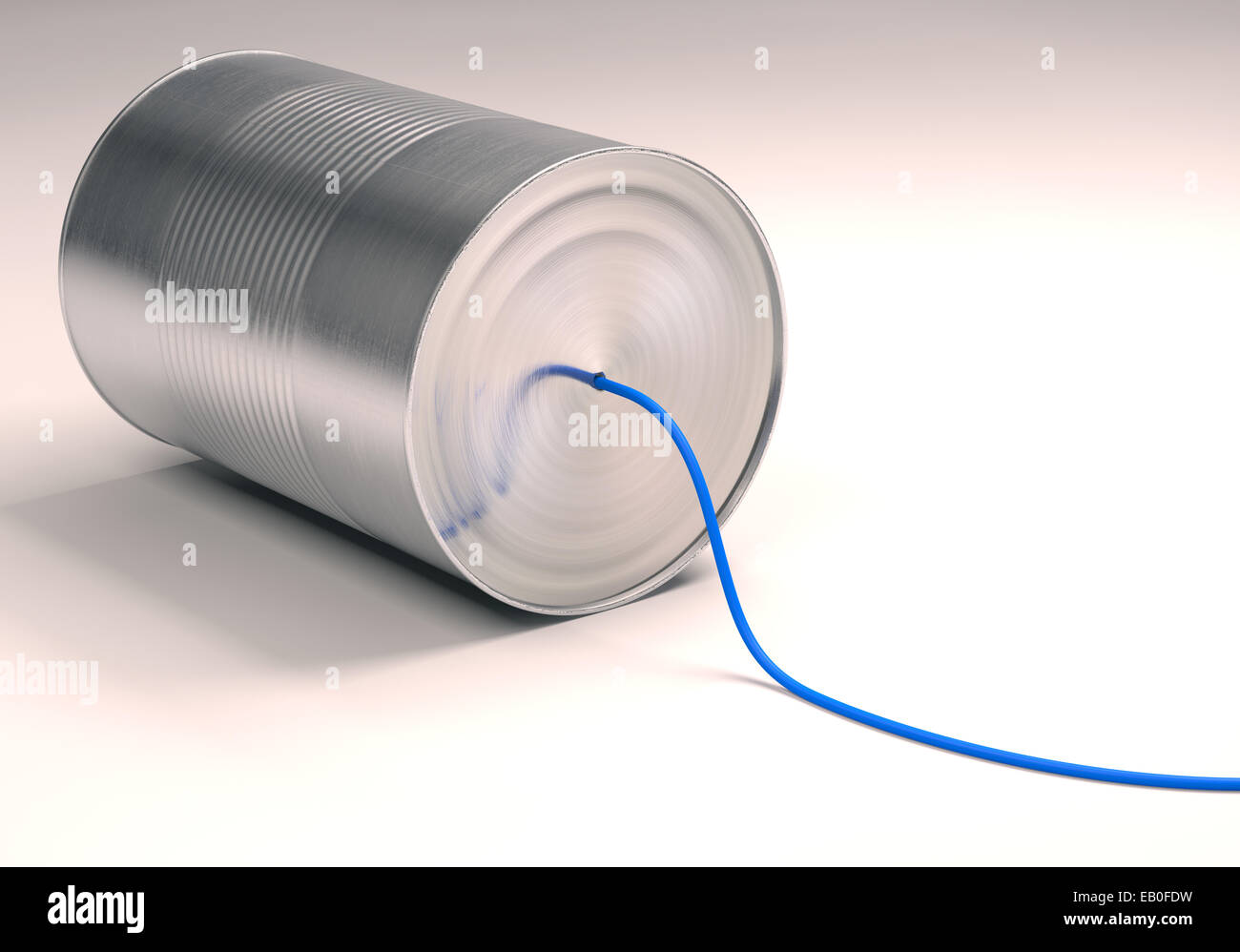 Können mit blauen Kabel telefonieren. Clipping-Pfad enthalten. Stockfoto