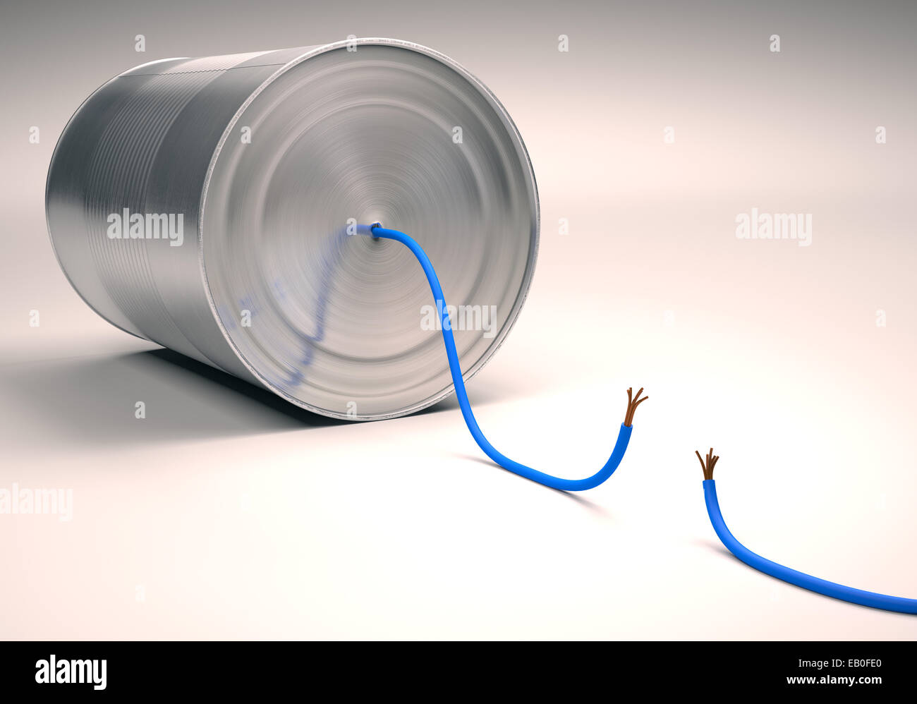 Können mit blauen Kabel telefonieren. Clipping-Pfad enthalten. Stockfoto