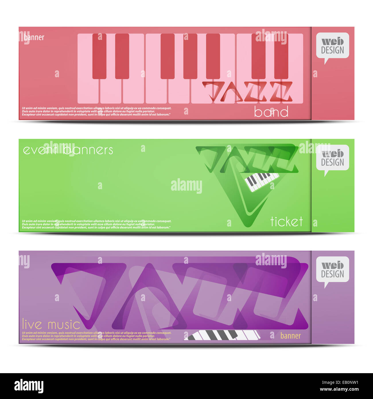 Reihe von jazz-Musik-Event Header Banner. Vektor-Karten-design Stockfoto