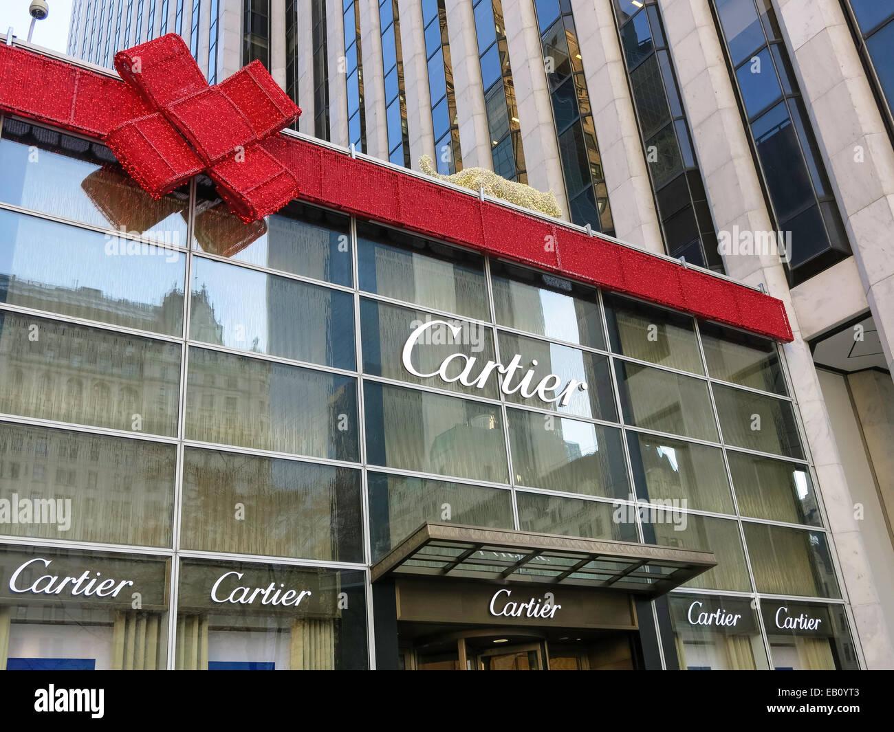 Cartier-Store Front, Ferienzeit, NYC Stockfoto