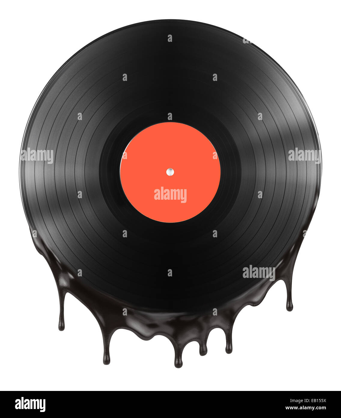 heiß oder geschmolzene Vinyl Record Disc isoliert auf weiss Stockfoto