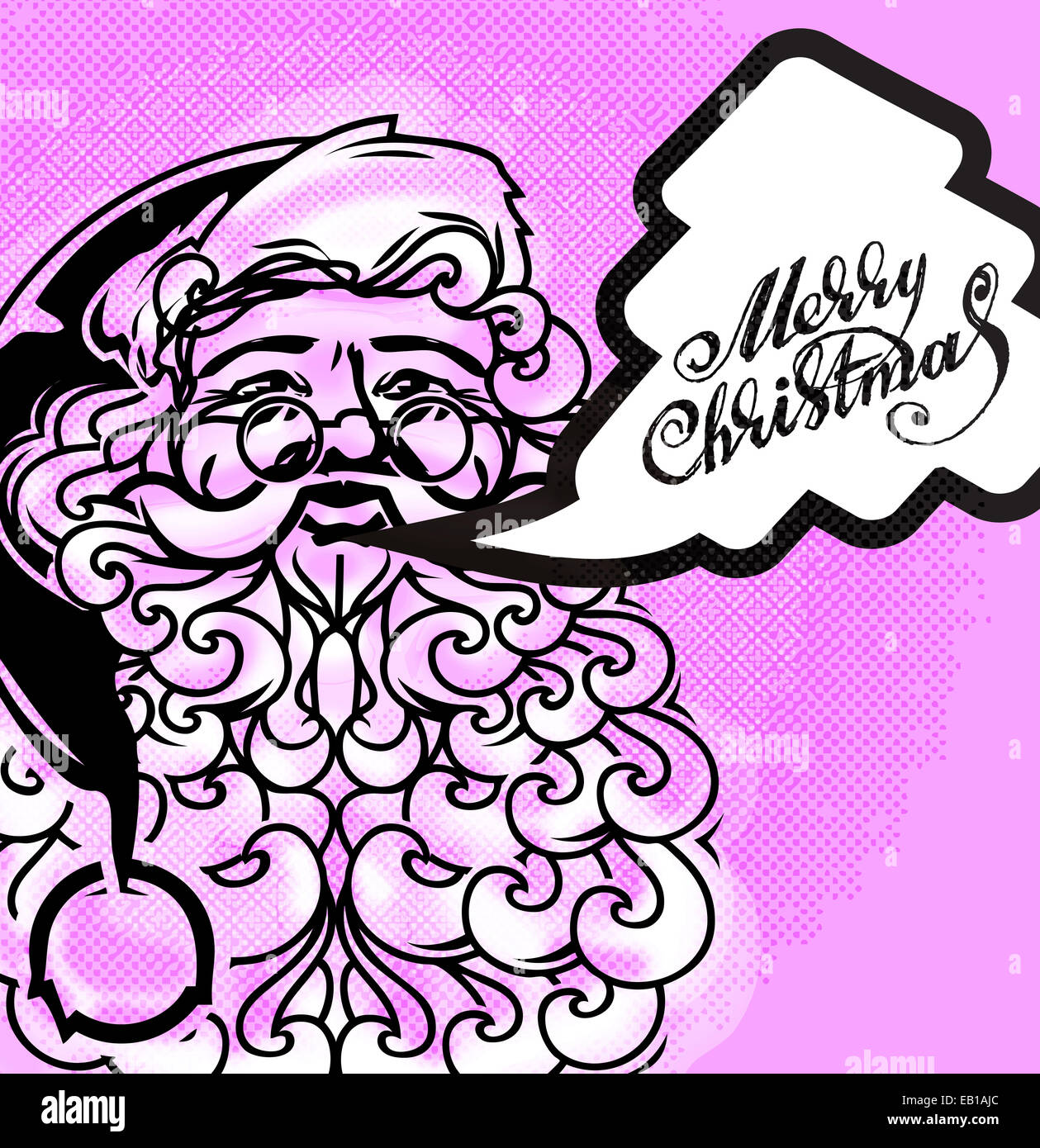 Frohe Weihnachten. Santa Claus, Grunge Hintergrund. Weihnachten handgezeichneten Retro-Postkarte Stockfoto