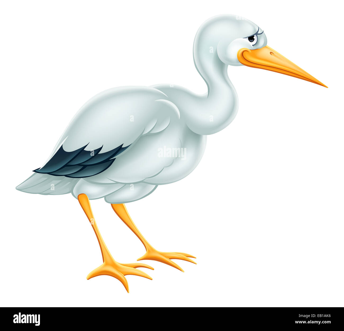 Ein Beispiel für einen niedlichen Cartoon Storch Vogel Charakter Stockfoto