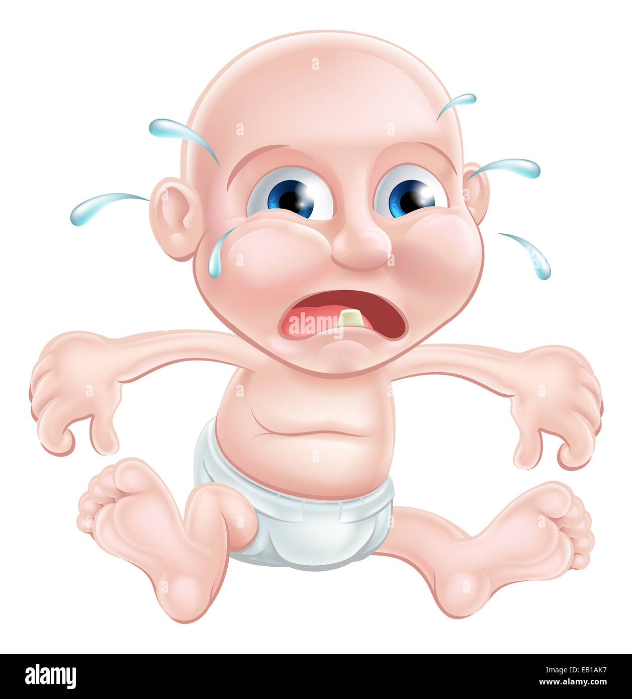 Eine unglückliche schreiendes Kinderkrankheiten Cartoon baby Stockfoto