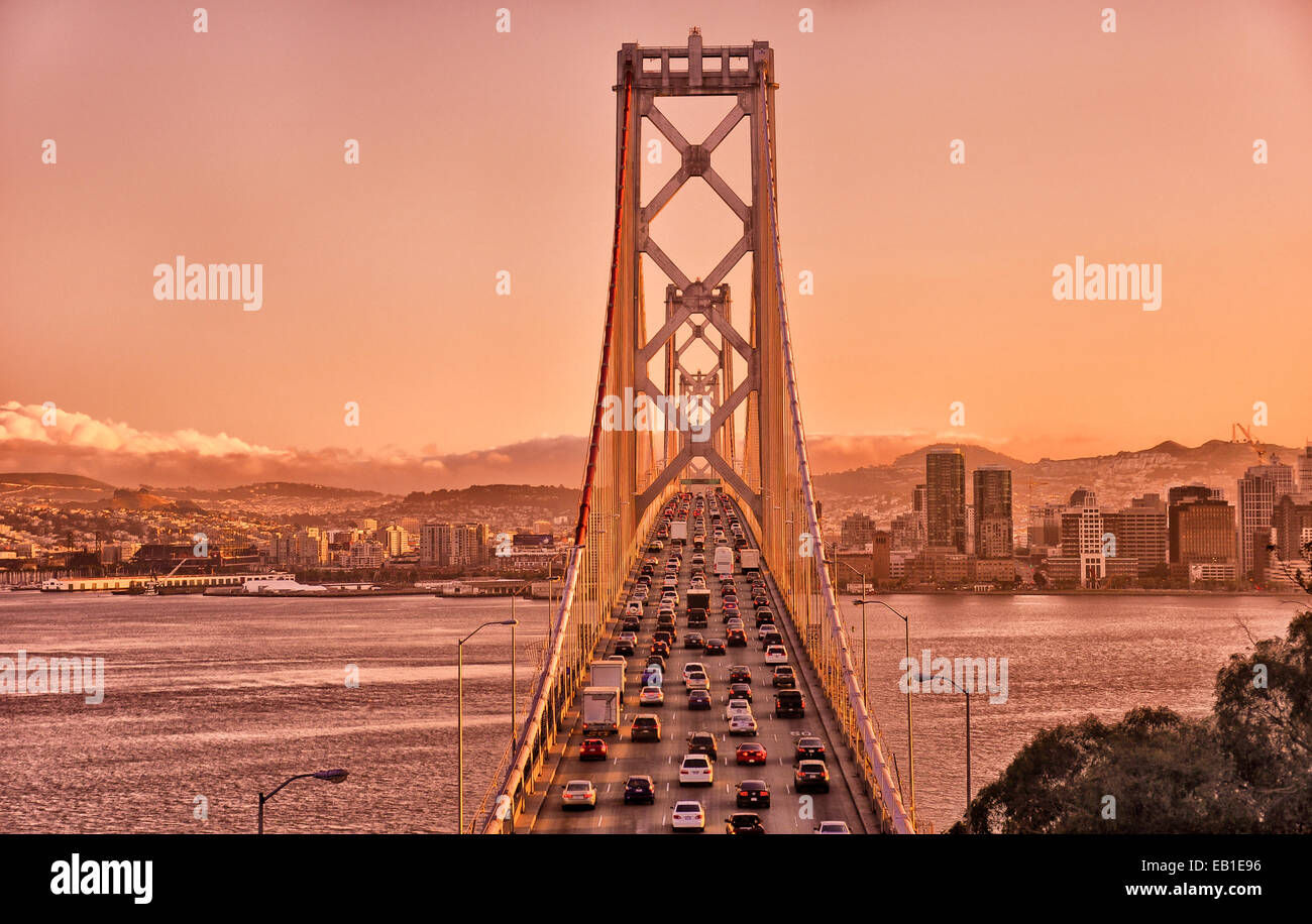 Bay Bridge zwischen San Francisco und Oakland Stockfoto