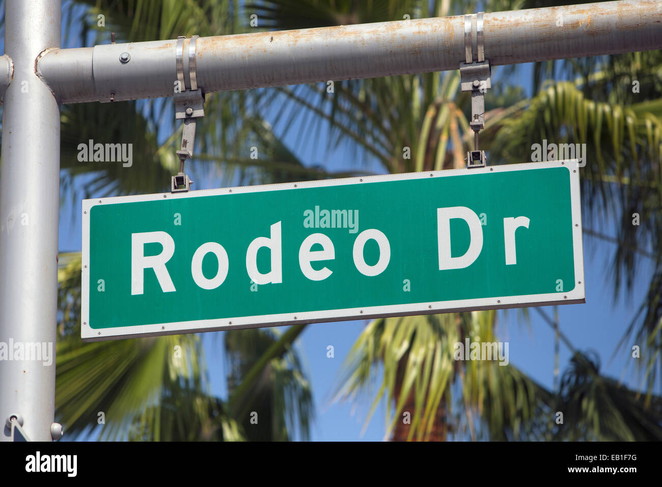 Rodeo Drive Zeichen, Downtown Beverly Hills, Los Angeles, Kalifornien, USA Stockfoto