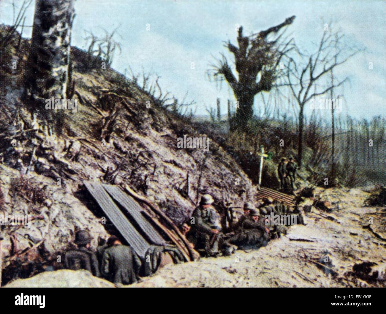 Das zeitgenössische eingefärbte deutsche PropagandaFoto zeigt deutsche