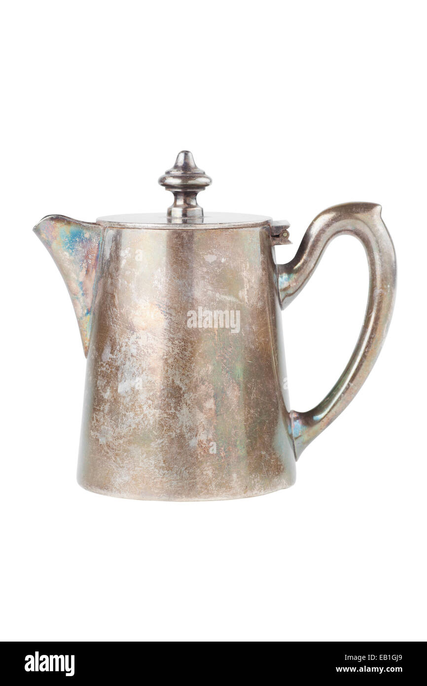 Retro-Teekanne oder Kaffeekanne, Kanne isoliert auf weißem Hintergrund Stockfoto