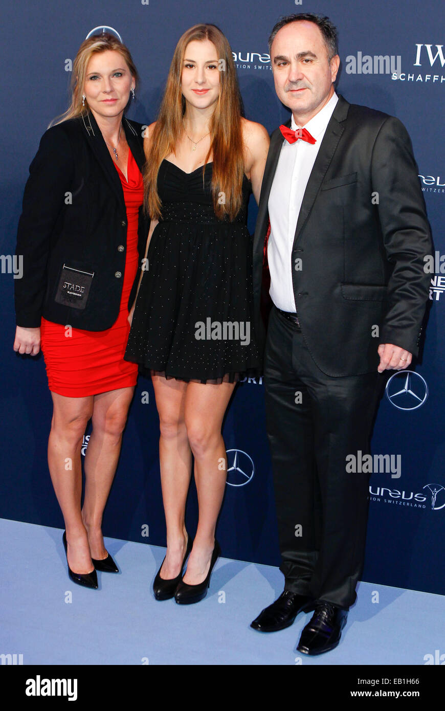 Zürich, Schweiz - Wahlheimat 22, 2014: Laureus Charity Night mit Belinda Bencic (m) und Eltern Dana und Ivan/Picture alliance Stockfoto