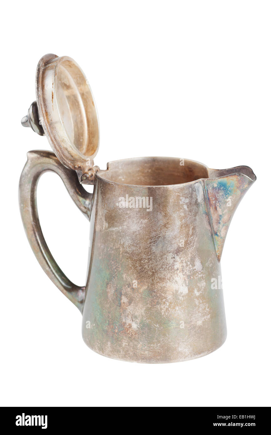 Retro-Teekanne oder Kaffeekanne, Kanne isoliert auf weißem Hintergrund Stockfoto