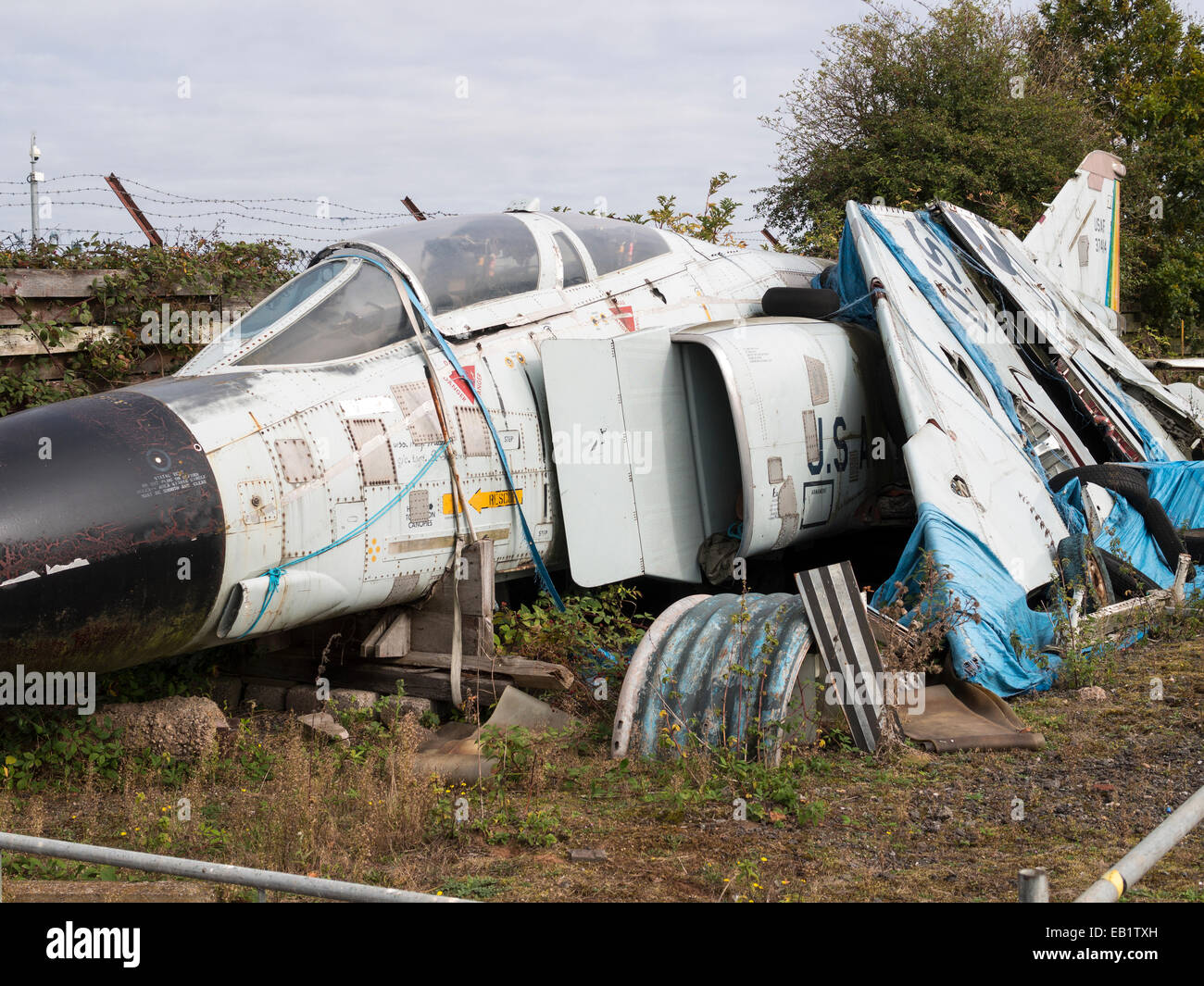 ein verlassener 1960er Jahre Vintage uns Luftwaffe Phantom Kampfjet Stockfoto