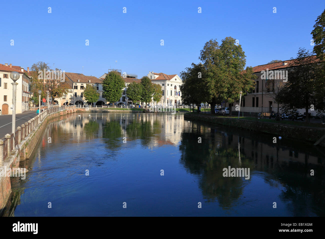 Fluss Sile, Riviera Garibaldi, Treviso, Italien, Veneto. Stockfoto