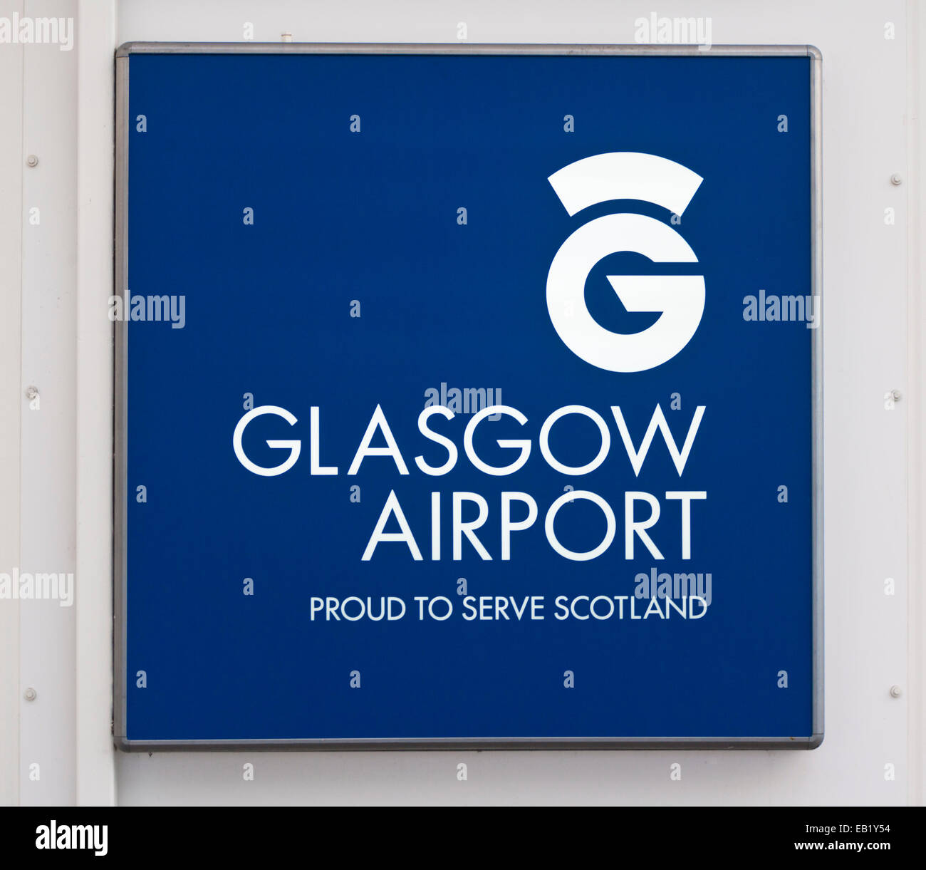 Glasgow Flughafen Zeichen Stockfoto