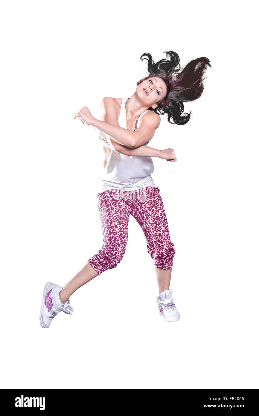 Frauen im Sport Kleid bei Fitnessübung Tanz oder Aerobic Stockfoto