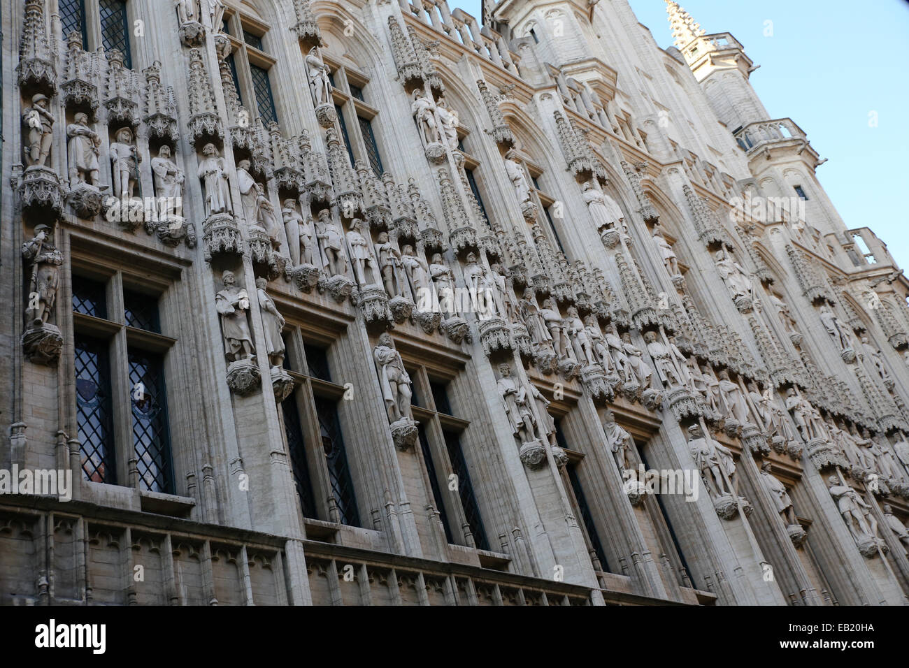 Brüsseler Rathaus gotische Architektur Details closeup Stockfoto