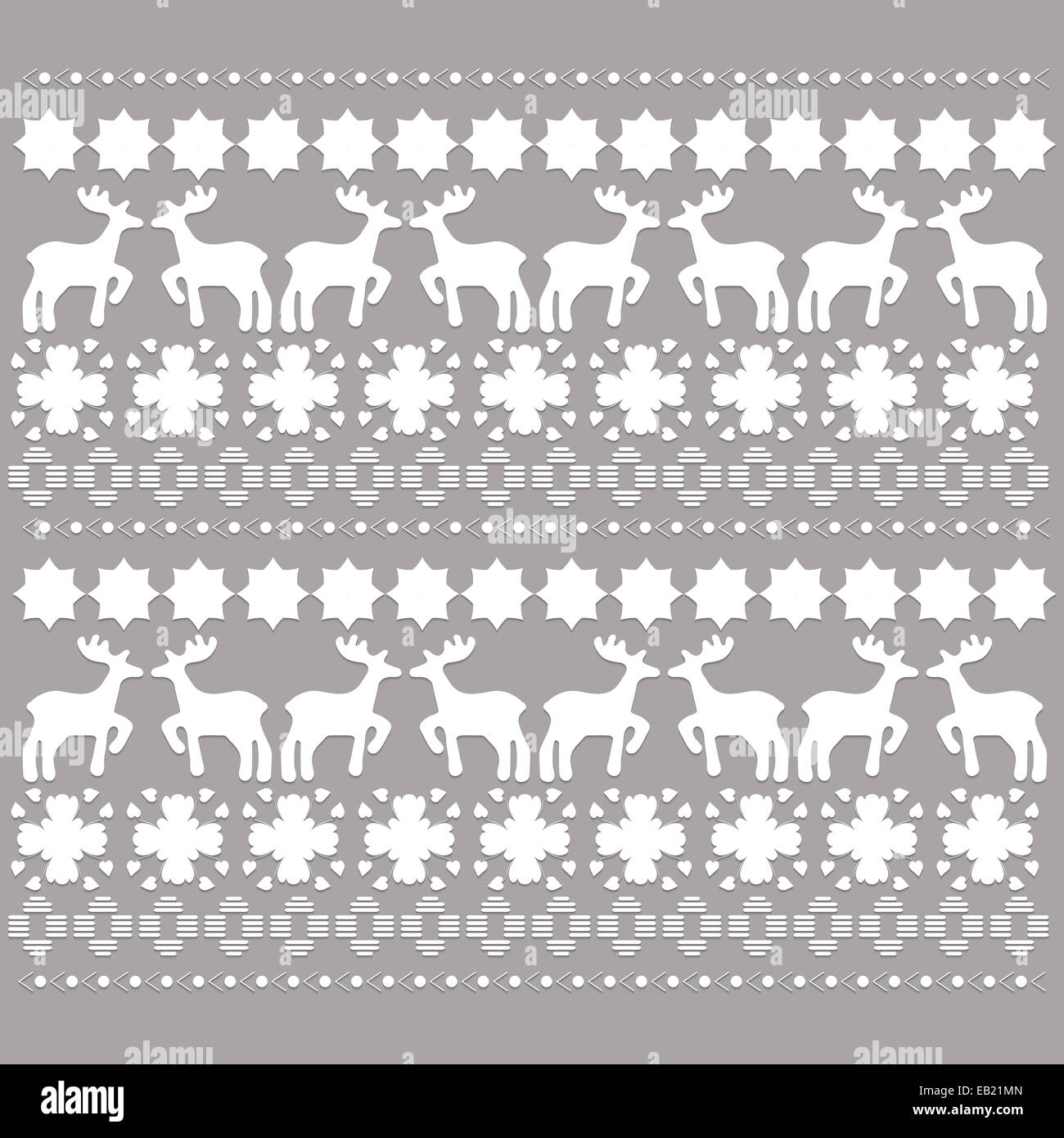 Weihnachten traditionelle Muster in weiß mit Schatten-illustration Stockfoto