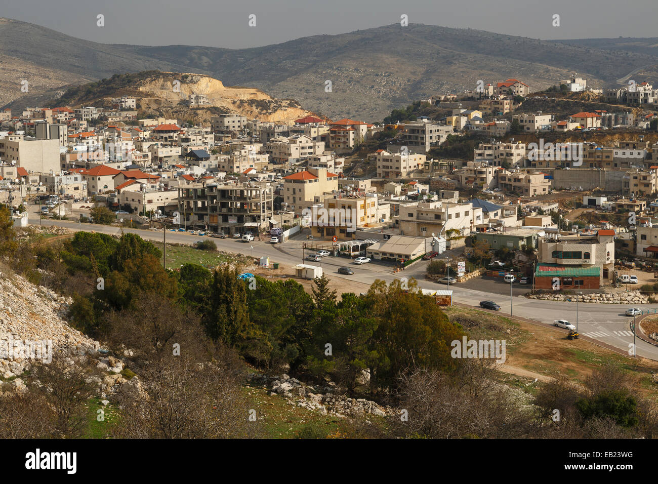 Blick auf Dorf. Majdal Al Shams.  Golan-Höhen. Israel. Syrien. Asien Stockfoto