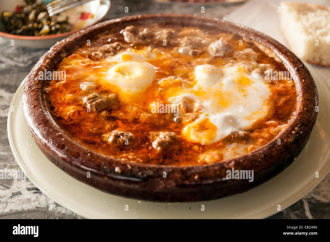 Nahaufnahme eines traditionellen marokkanischen Gericht Tajine Stockfoto