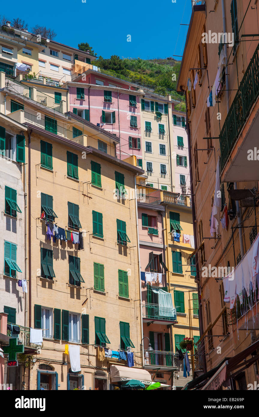 Bunte Häuser in Cinque Terre Italien Stockfoto