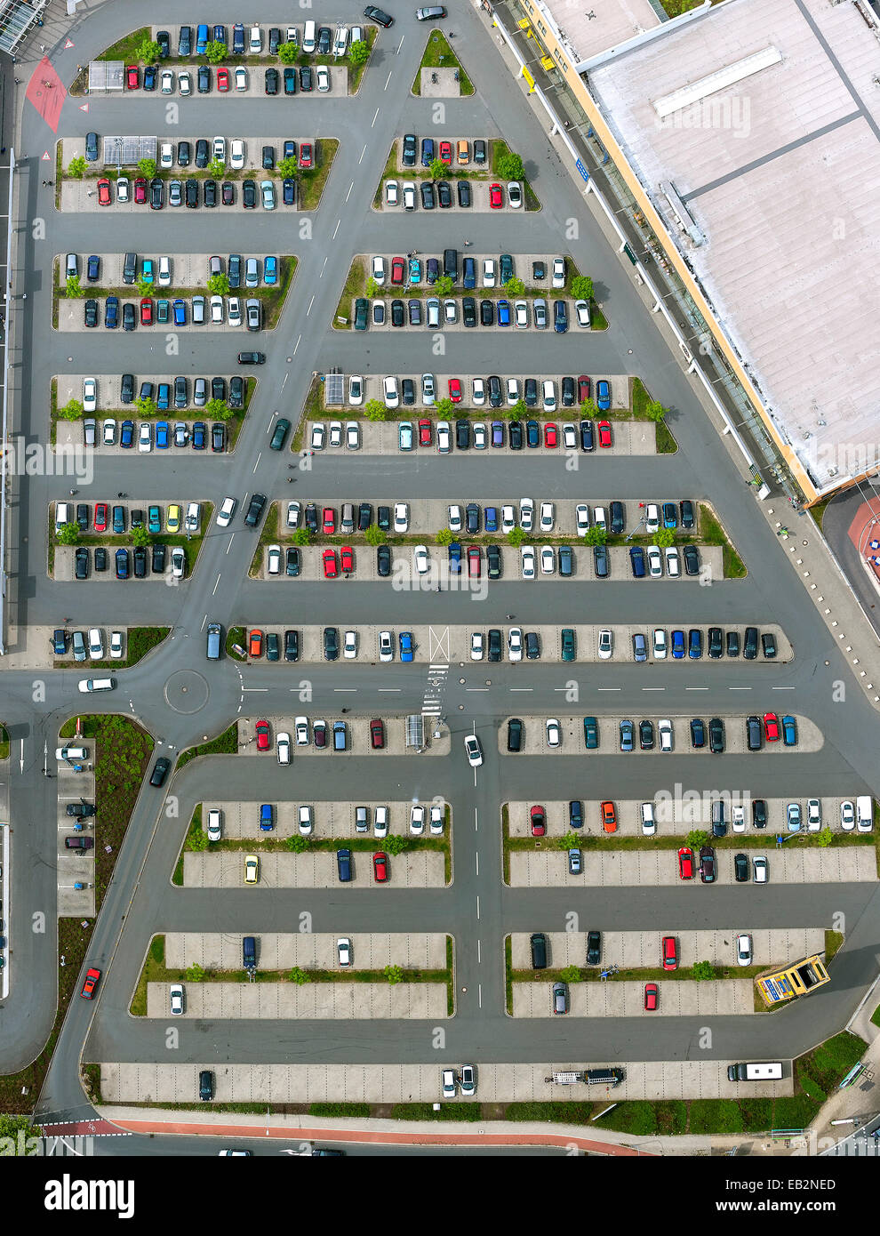 Luftaufnahme, Parkplatz in Sterkrade-Mitte, Sterkrade, North Rhine-Westphalia, Deutschland Stockfoto