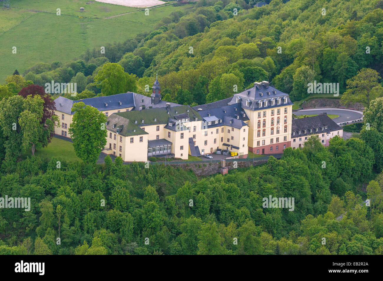 Luftaufnahme, Schloss Wittgenstein Institut, Privatschule mit Internat, Bad Laasphe, Nordrhein-Westfalen Stockfoto