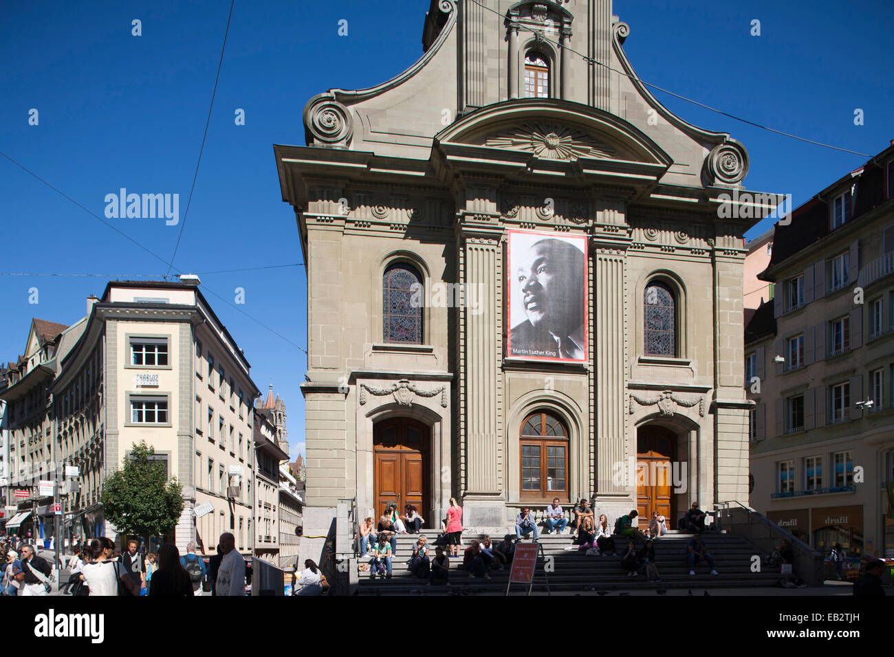 Platzieren Sie De La Louve, Altstadt, Lausanne, Schweiz, Europa Stockfoto