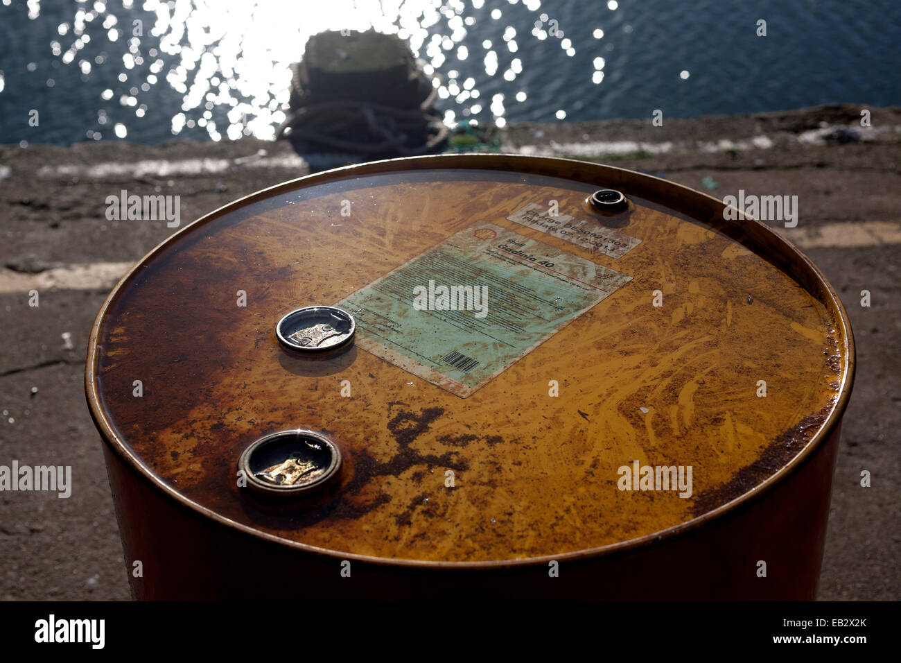 Gadinia Ölkanne, The Shell Gadinia Bereich sind Premium-Qualität multifunktionale Dieselmotor Schmierstoffe, die speziell Stockfoto