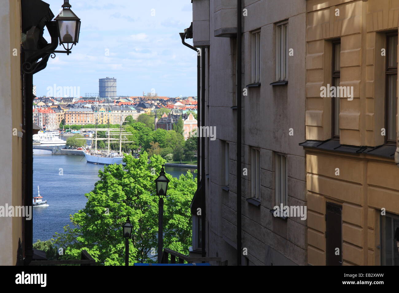 Blick von Södermalm in Stockholm Stockfoto