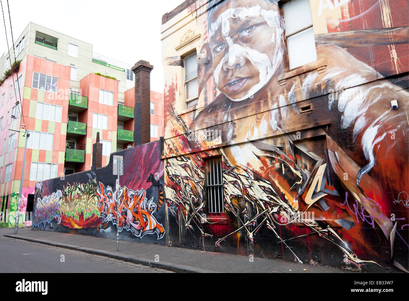 Street Art Wandbild in Fitzroy, Melbourne, Victoria, Australien Stockfoto