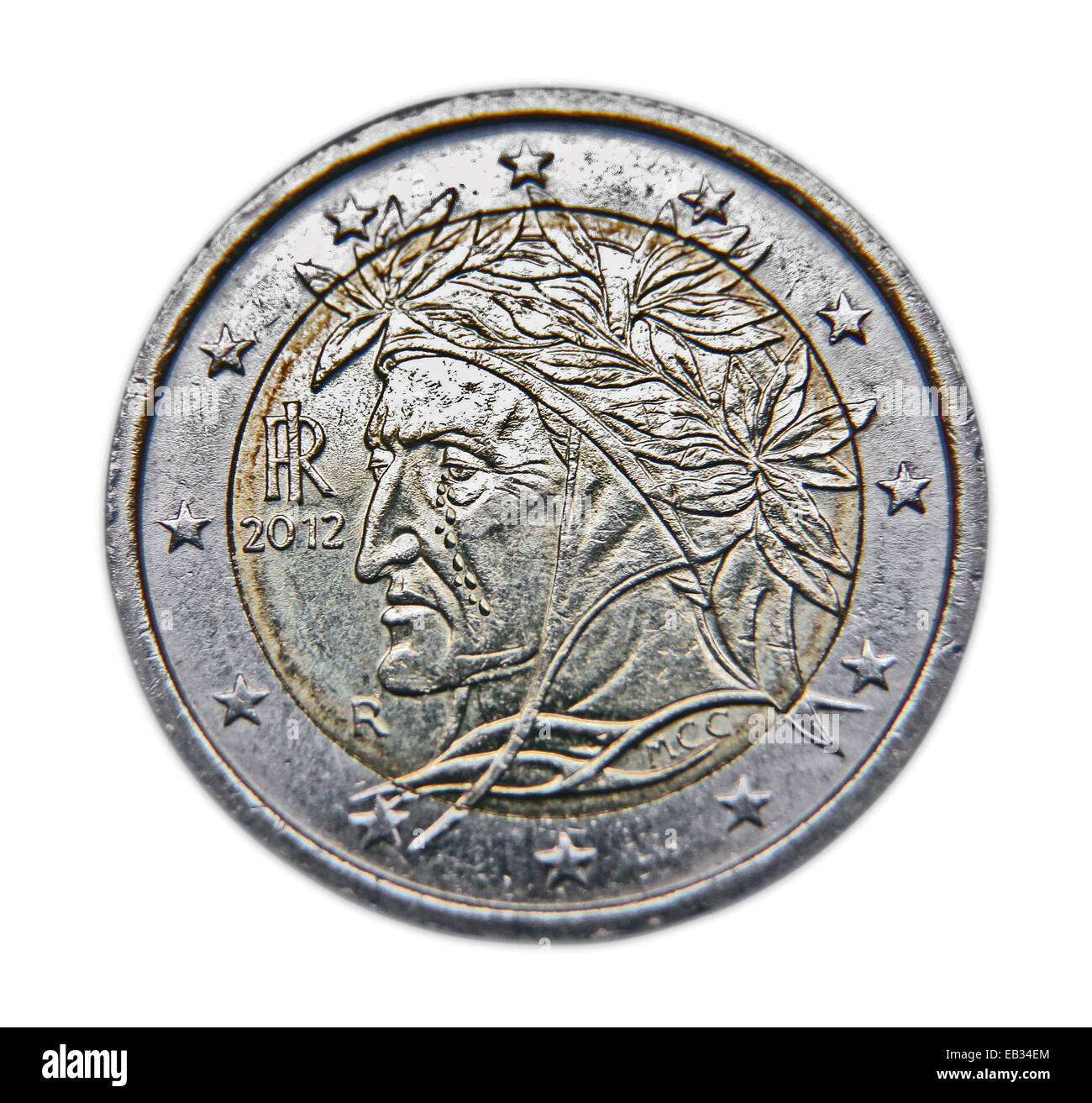 2-Euro-Münze in Italien. Stockfoto