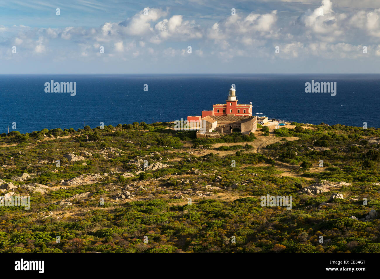 Leuchtturm am Kap Spartivento an der Costa del Sud, Chia, Domus de Maria, Sardinien, Italien Stockfoto