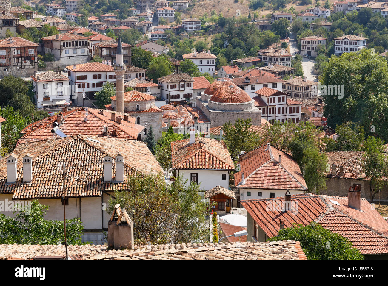 Traditionellen Ottoman Konaks und Kazdagli Moschee oder Kazdağlı Camii, Safranbolu, Karabük Provinz, Schwarzmeerregion, Türkei Stockfoto