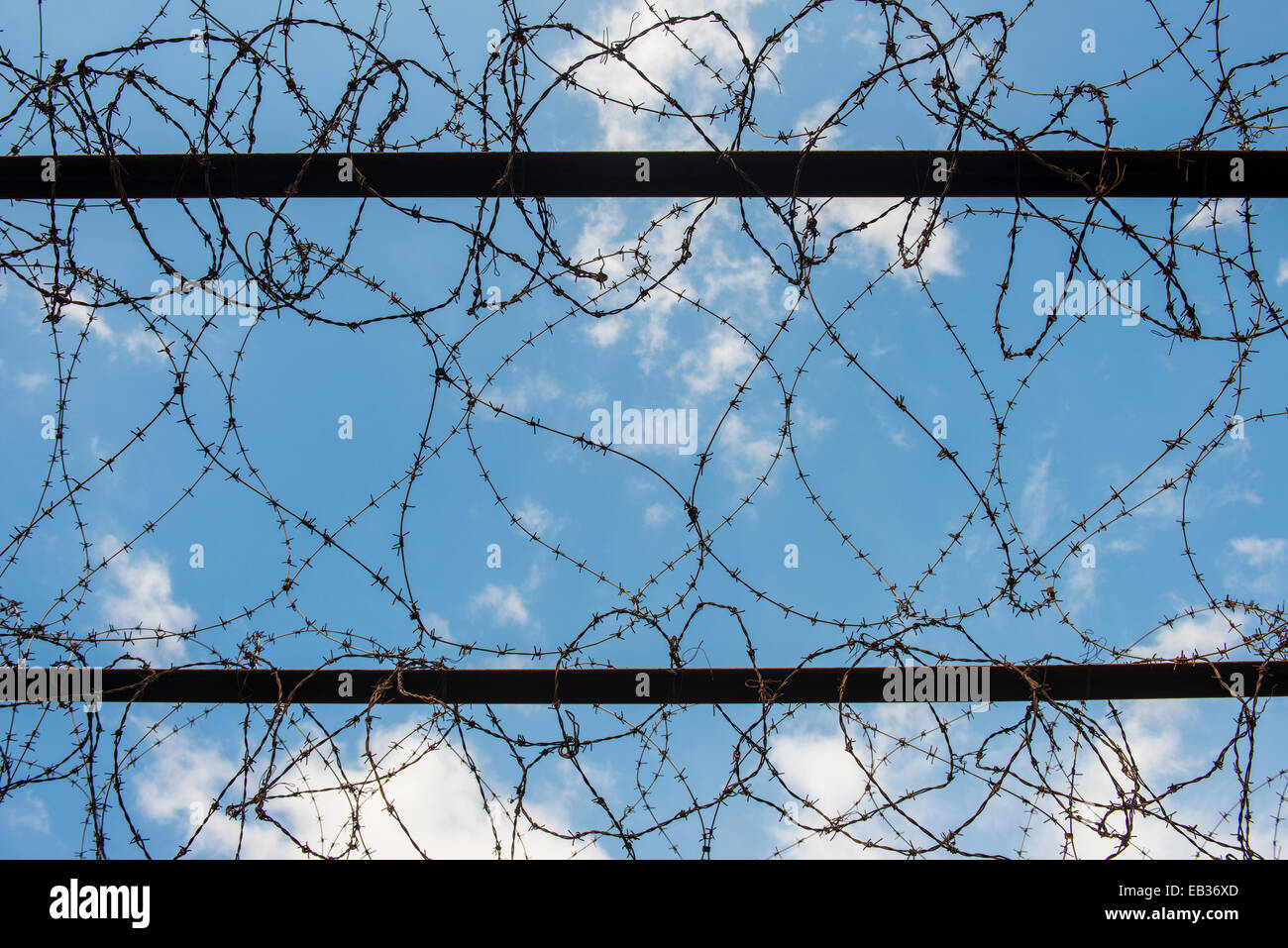 Barb wire im Amna Suraka oder Red Security Museum, ehemaliger Sitz der irakische Geheimdienst, Sulaymaniyah Stockfoto