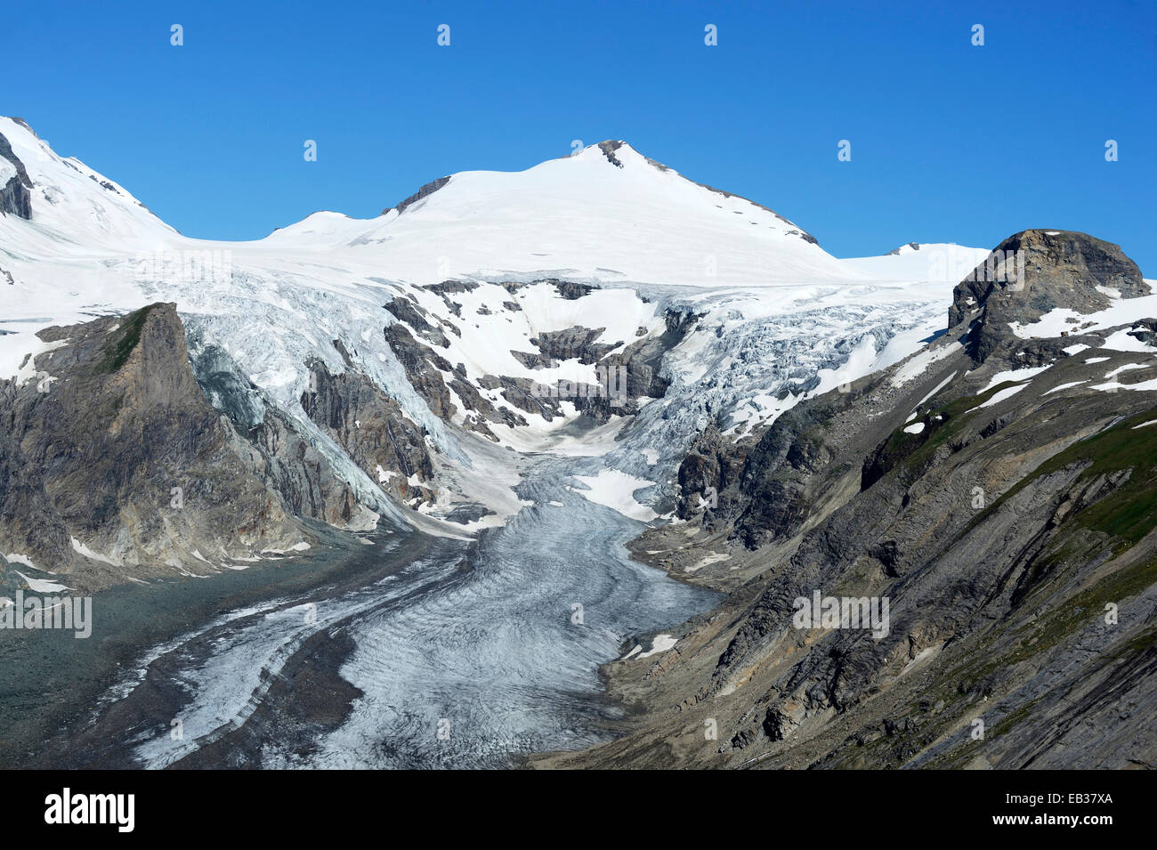 Pasterzengletscher, Mt Johannisberg auf Rückseite, Kaiser-Franz-Josefs-Höhe, Kärnten, Österreich Stockfoto