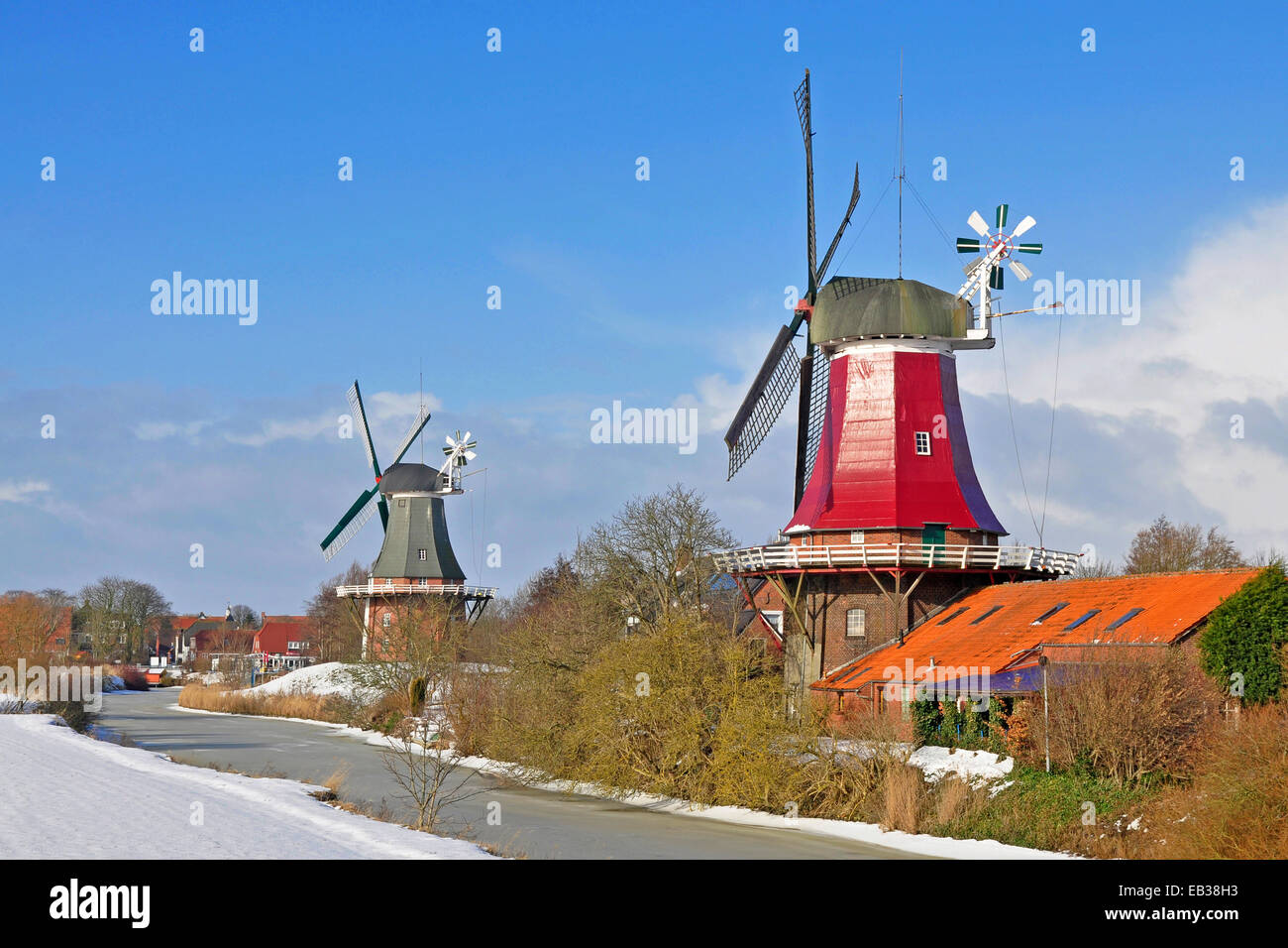 Windmühle von Greetsiek, Zwillinge Stockfoto