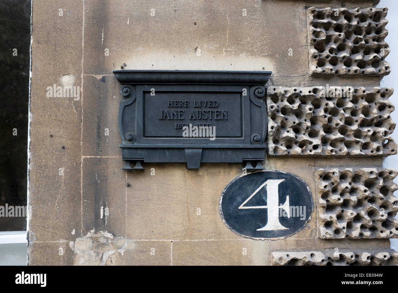 Jane Austen lebte hier Tafel 4 Sydney Ort Bath England Stockfoto