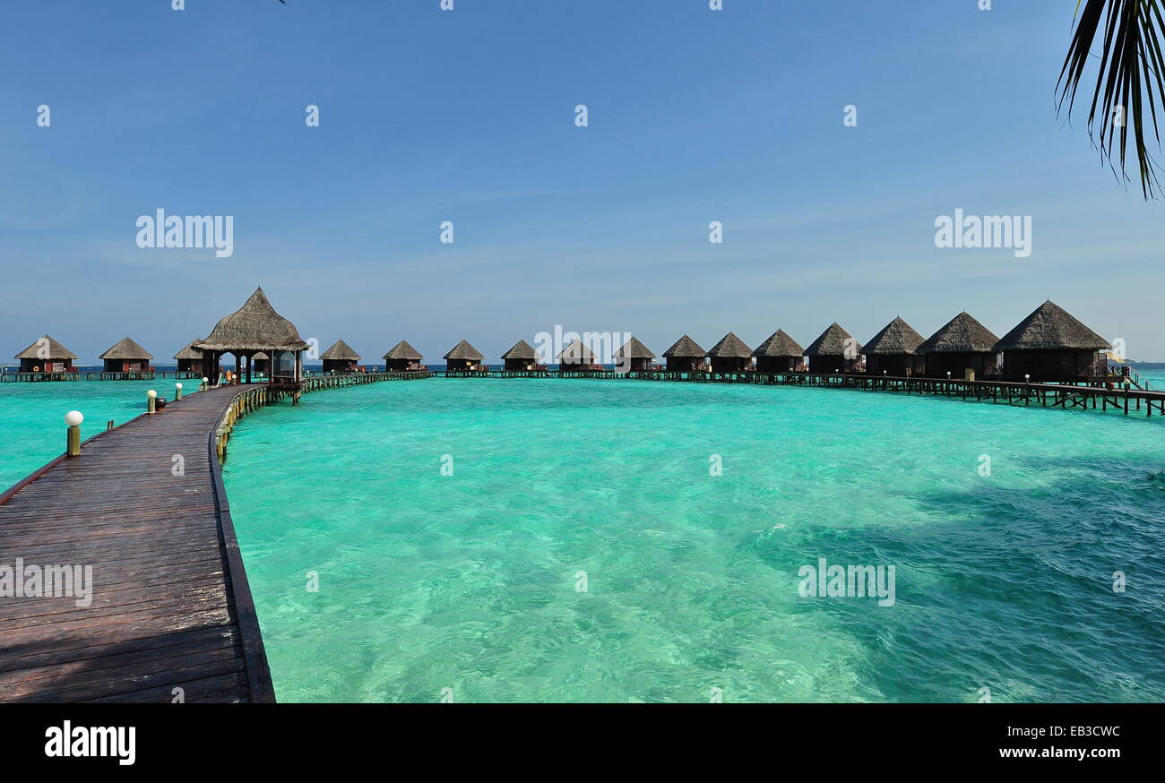Malediven Insel, hölzernen Steg Stockfoto
