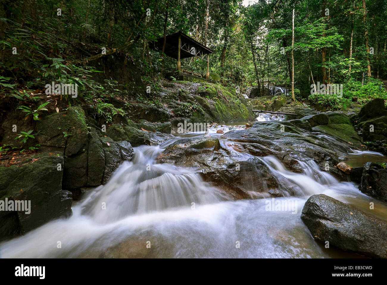 Malaysia, Selangor State, Semenyih, Sungai Tekala Recreational Forest, Bergfluss Stockfoto