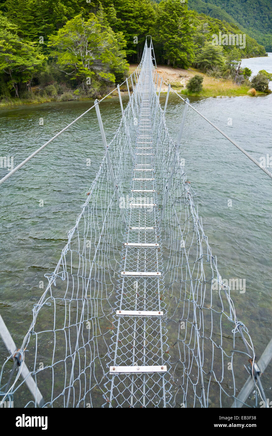 Drehbrücke am North Mavora Lake in Neuseeland Stockfoto