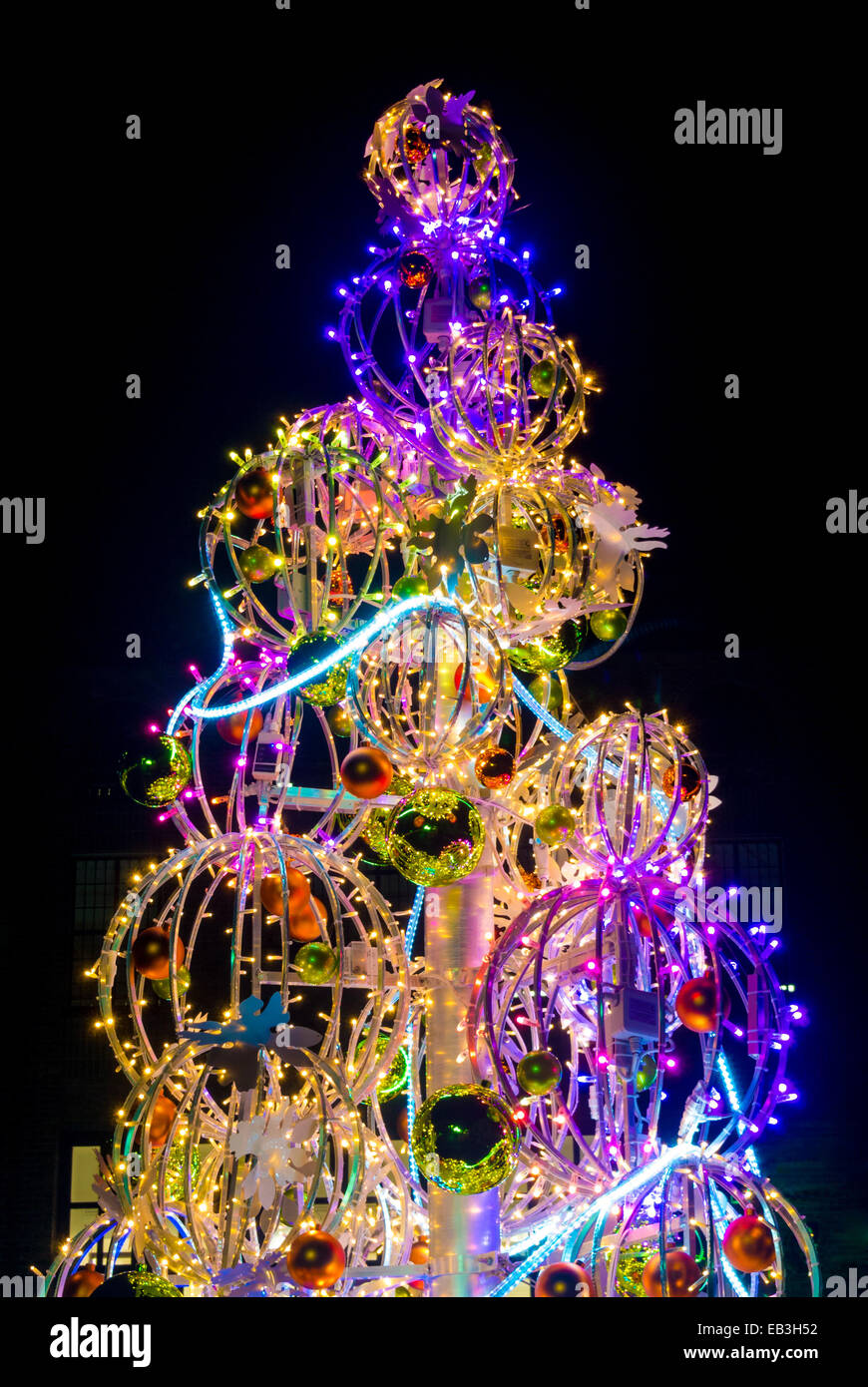 Weihnachtsbeleuchtung Coppergate York Stockfoto