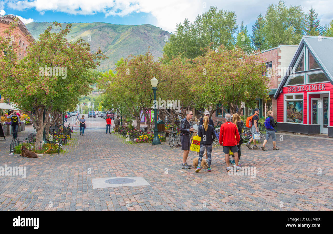 Die Innenstadt von Aspen in den Rocky Mountains von Colorado Stockfoto