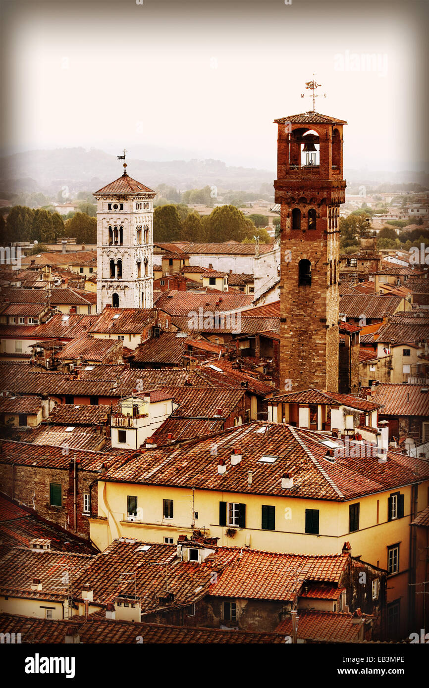 Retro verblasst gestalteten Bild von Lucca in Italien. Stockfoto