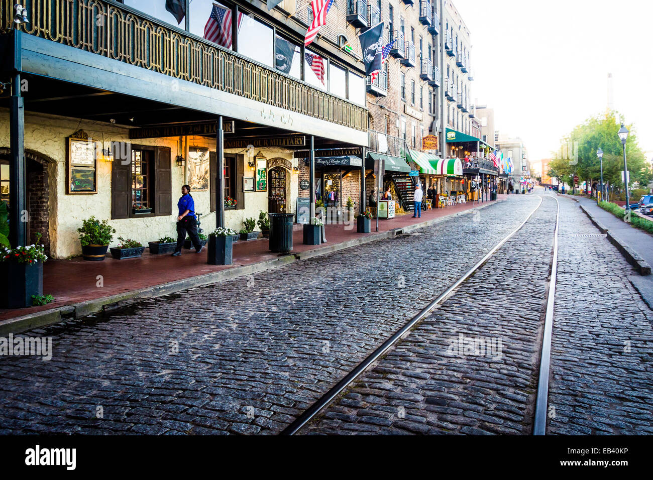 East River Street In Savannah Georgia Stockfotografie Alamy