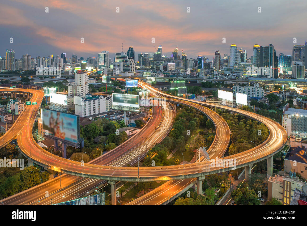 Bangkok-Schnellstraße und Autobahn Draufsicht, Thailand Stockfoto