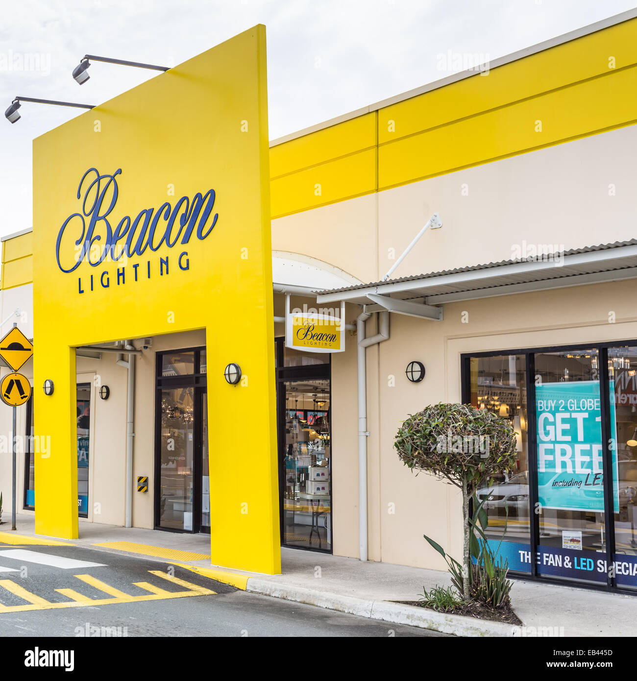 Leuchtfeuer-Lichthaus in moderne Einkaufszone in Maroochydore an Sunshine Coast, Queensland, Australien Stockfoto