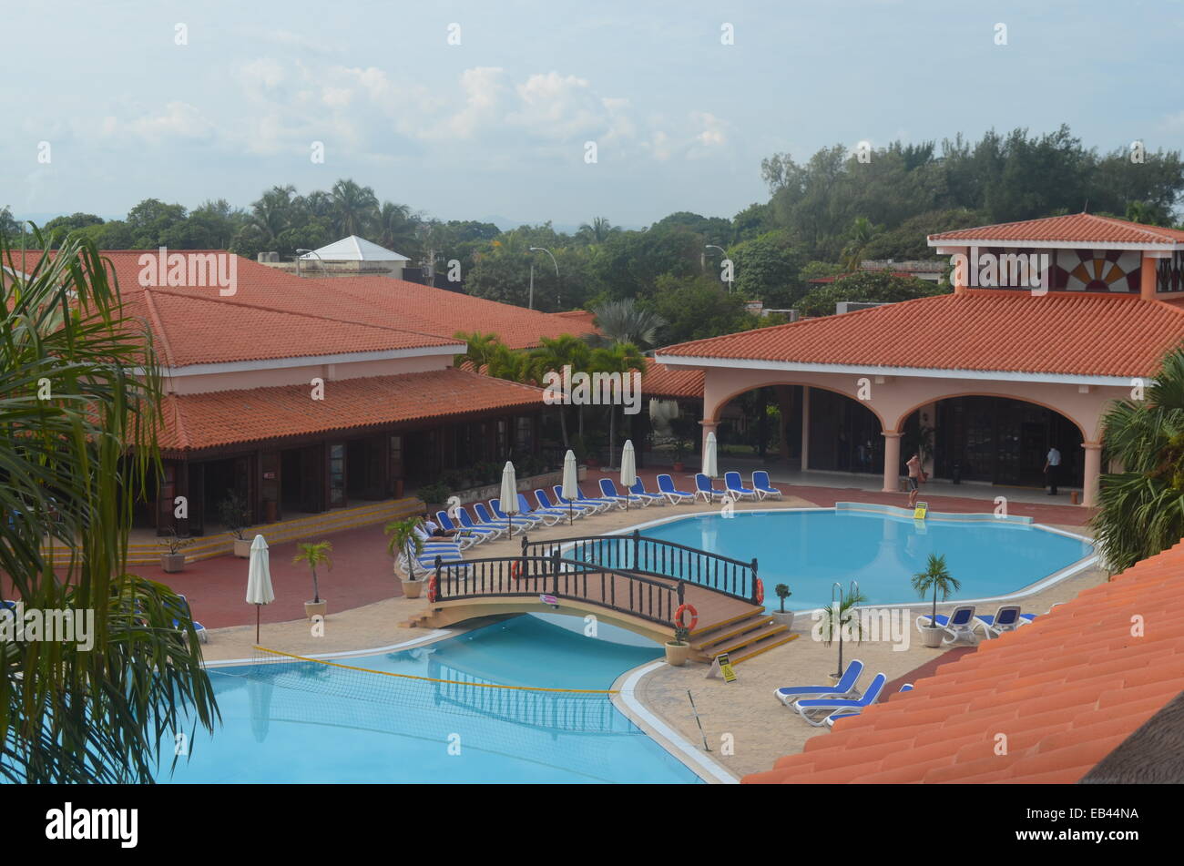 Blick auf den Pool im Cuatro Palmas all-inclusive-Resort in Varadero, Kuba Stockfoto