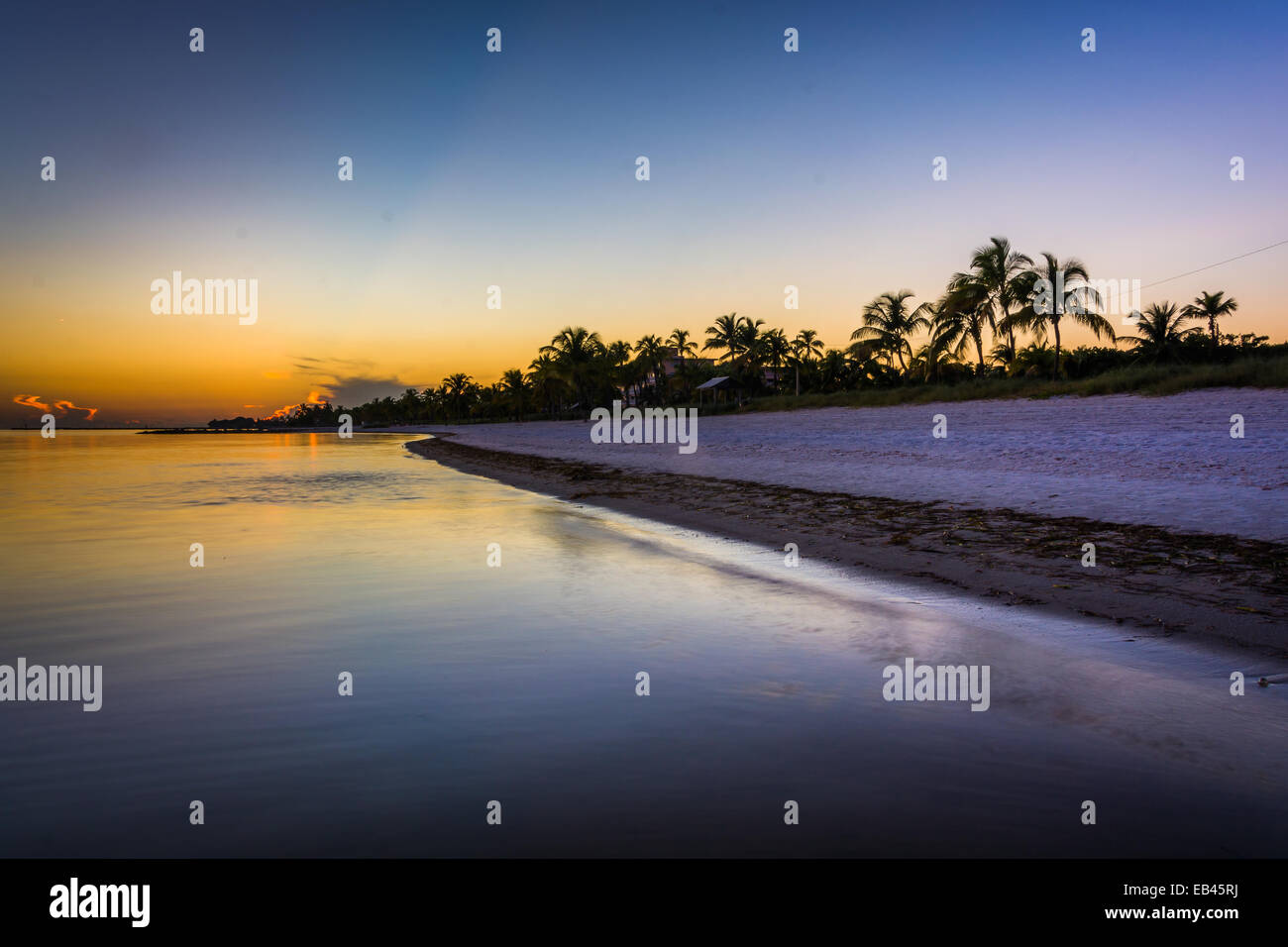 Sonnenuntergang am Smathers Beach, Key West, Florida. Stockfoto