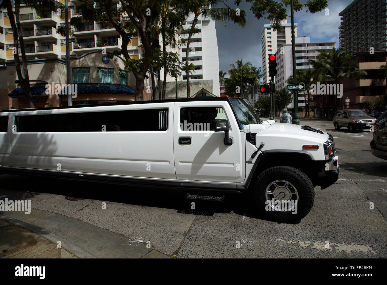Hummer Limousine, Waikiki, Honolulu, Oahu, Hawaii, USA Stockfoto