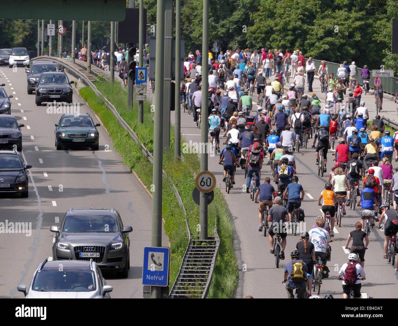 München, Deutschland: 3. August 2014 BR Radltour Bike Fahrrad Zyklustag Veranstaltung Deutschland. Dies ist eine jährliche Sportveranstaltung, organisiert von Bavari Stockfoto
